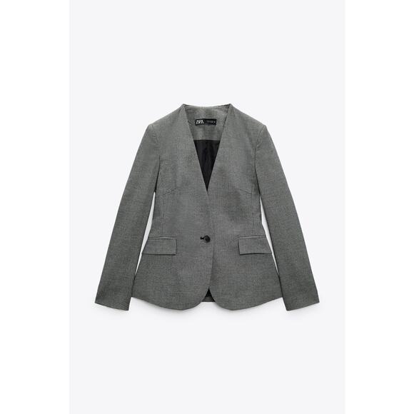 ZARA TAILORED HOUNDSTOOTH BLAZER - Picture 3 of 9